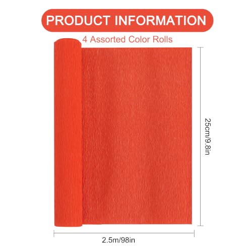 Image of BEISHIDA Halloween Crepe Paper Roll Black Purple Orange 4 Rolls Crepe Paper