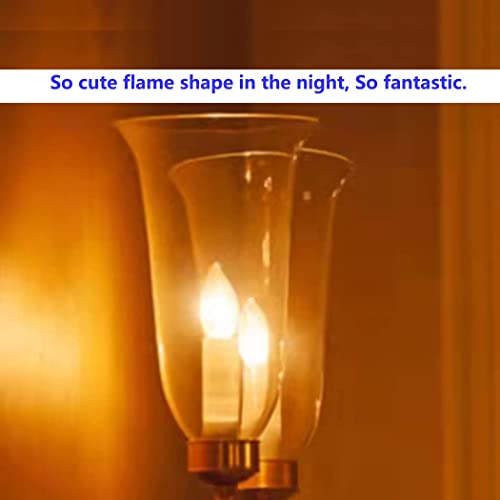 Hmyyjt Candelabra Led Light Bulb, 2W Dimmable Chandelier Bulbs, E12 Candle Flame Tip Decorative Fancy Bulb For Pendant Wall Sconce Vanity Ceiling Fan, Clear Glass,Ca10 3000K Warm White 24Pack #TOP2