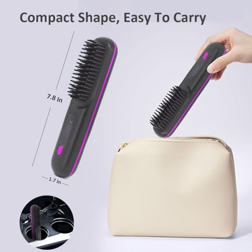 Peine alisador de cabello cerámico inalámbrico negro miniatura 6