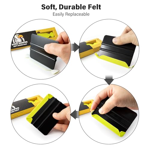 Image of Gomake Vinyl Squeegee Buffer 30PCS Pre-Cut Felt for Window Tint Wet or Dry Vinyl /PPF Application (Green)