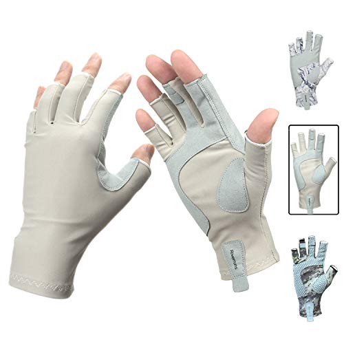Riverruns Fingerless Fishing Gloves- Fishing Sun Gloves- UV Protection Gloves Men and Women