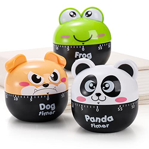 Deayou 3 Pack Mechanical Kitchen Timer, 60 Minute Egg Timer For Cooking, Small Cute Countdown Timer, Wind Up Manual Dial Rotating Timer Reminder For Kid, Senior, Baking, Exercise, Study, Loud Alarm #TOP2