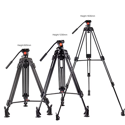 Système de trépied vidéo,CAMBOFOTO 163cm Trépied Professionnel en Aluminium à Double Tube,Tête Fluide 360°,Compatible avec Les Caméscopes Canon Nikon DSLR, Charge Maximale 8kg - Image 8