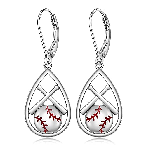 Baseball Earrings for Women Mom 925 Sterling Silver Dangle Baseball Softball Earrings Sports Related Gifts for Sisters Friends