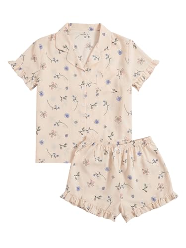 Image of Verdusa Pajamas For Women Set 2 Piece Summer Pajama Sets Cute Pjs Lounge Matching Button Shirt with Shorts