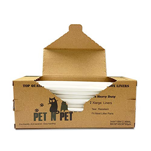 PET N PET Cat Litter Box Liners,Drawstring Litter Liner Bags for Litter Box,Jumbo Cat Litter Pan Liners,Heavy Duty Litter Liners Eco Friendly Pet Cat Supplies 7 Counts