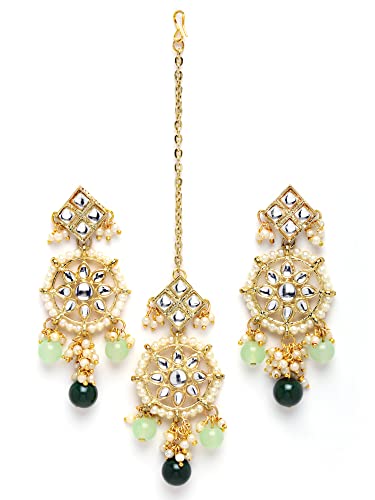 Image of Karatcart Gold Plated Pearl and Drop Kundan Studded Choker Necklace Setfor Women
