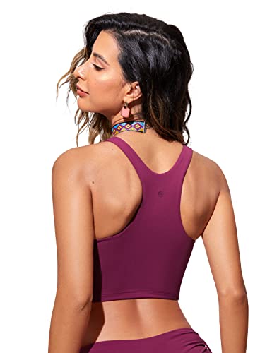 Image of CRZ YOGA Racerback Crop Bikini Tops | Built-in Pads, A-D Cup, High Neck, Swim, Bathing Suit Tank for Women