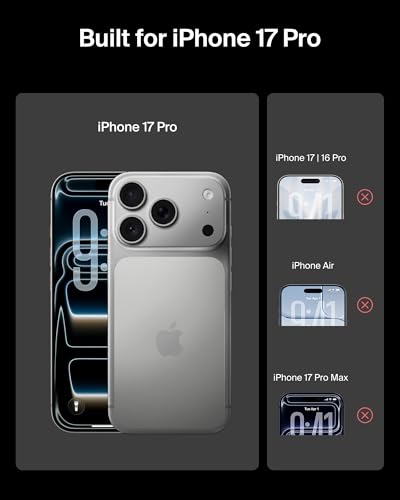 Image of Belkin EZ Align iPhone 17 Pro Tempered Glass Screen Protector Guard, InvisiGlass Anti-Reflective Screen Protector, Scratch-Resistant