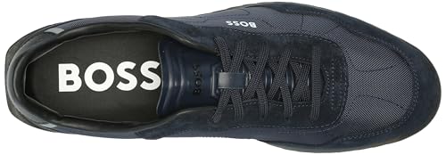 Image of BOSS Men's Zayn Low Profile Suede Leather Two Tone Sneaker