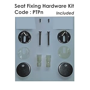 Adshank Toilet Seat Cover | White shade/color/effect | Non Soft Close Hinges | Model : AI 2004D 00 PTPn | Adaptable/Suitable for D shaped Commode / Sanitaryware / Toilet | With complete factory fitted Hinges & Seat Fixing Hardware kit included.