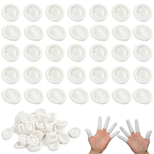 Huybaa 100PCS Dedales de Látex, Protector de Dedos Mano, Dedales de látex protegen de la estática, Fundas para Dedos Desechables para Arte de Uñas, Bricolaje, Reparación Electrónica (Blanco)