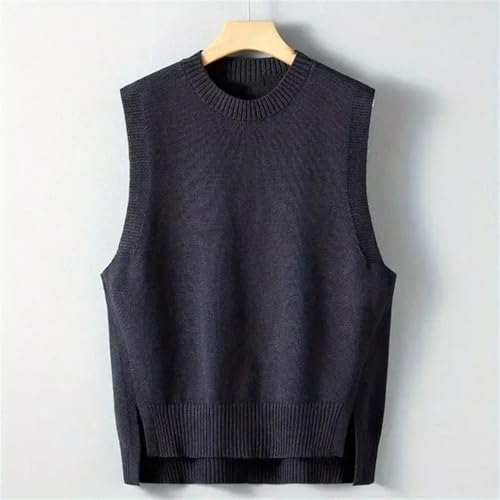 Men's Round Neck Sleeveless Knitted Sweaters Vest Loose Fit Casual Waistcoat Knitted Vest3