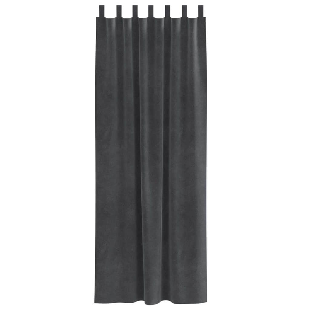 Zasłony zaciemniające, 2 sztuki, jasnoszare, aksamitne, 140 x 225 cm, z pętelkami z materiału, nieprzejrzyste i blokujące światło, do salonu, sypialni, pokoju dziecięcego, łatwe w utrzymaniu i
