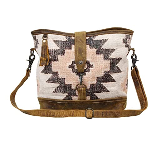 Image of Myra Bag Aztec Purse for Women - Canvas Bag with Real Leather Detailing, Boho Handbags for Women, Cute Western Purse