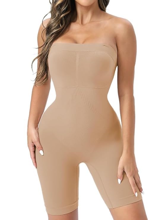 Ellareese Strapless Shapewear Bodysuit Butt Lifter Body Shaper for Women Underdress Tummy Control Full Body Shaping