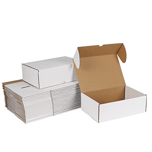 Image of ZBEIVAN 9x6x3 White Shipping Boxes Set of 25, Corrugated Cardboard Mailer Boxes for Packaging Small Business Mailing Gifts