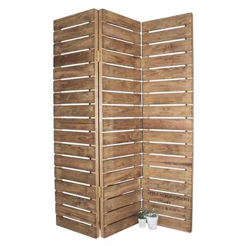 キャメル アンティーク風 無垢材 3連 パーテーション[アンティーク風 家具 Dea-Sirio][間仕切り 仕切り 衝立 ついたて]※北海道・沖縄・離島への配送不可