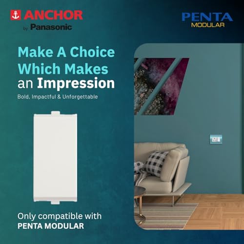 Image of Anchor by Panasonic Penta Modular 16AX One Way Switch, 1 M Switch for Large Home Appliance (White, 65007)