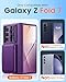 CENMASO for Samsung Galaxy Z Fold 7 Case with Card Holder [RFID Blocking] Camera Cover, Hinge Protection, Hidden Kickstand, Screen Protector, Slim Shockproof Phone Case for Galaxy Z Fold 7-Purple