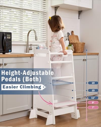 image for Mangohood Toddler Learning Standing Tower, Adjustable Height Kids Kitc