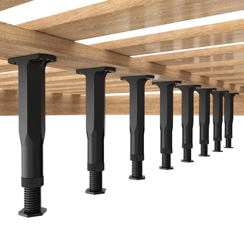 woiron Paquete de 8 patas ajustables de plástico para marco de cama, patas de soporte central para marco de cama Queen King y listones, patas de muebles para gabinete/marco/sofá/mesa/tocador (8.3