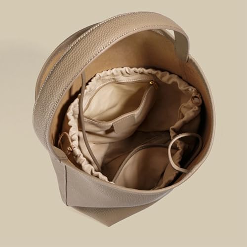 Genuine Leather Shoulder Bags for Women Ladies Large Bucket Tote Purse Handbags Trendy Soft Working Satchel4