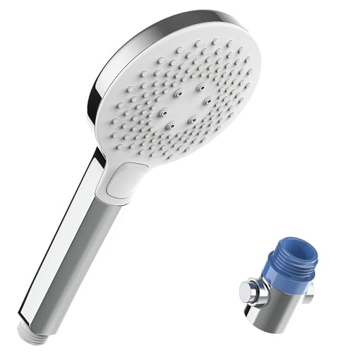 HONBOO Hand Shower with Shower Shut Off Valve, Pressure Shower Head with 4 Mode, Powerful Shower Head, Water Saving Universal Massage Handheld Showers, Chrome