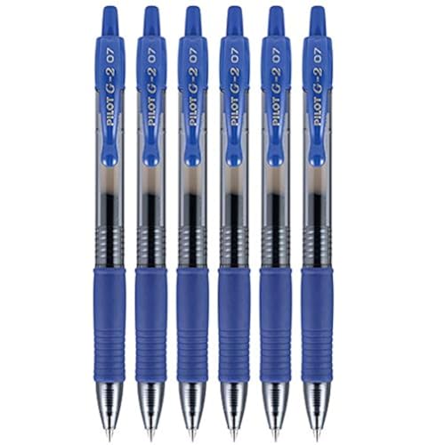 Pilot G2 ノック式ボールペン ゲルペン 細字 0.7mm ブルーインク 6本（Amazon）