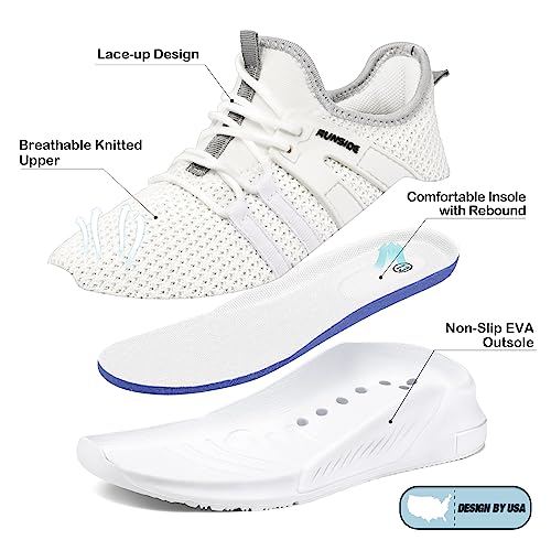 Runside Boys Girls Tennis Shoes Kids Lightweight Breathable Sneakers Lace-Up Running Athletic Shoes For Toddler/Little Kid/Big Kid White thumb #3