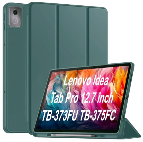 Image of TGK Case for Lenovo Idea Tab Pro 12.7 Inch 2025 TB-373FU TB-375FC Tablet Trifold Smart Stand Cover (Green)