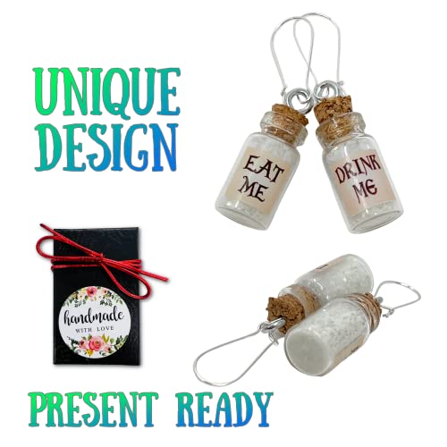 UMBRELLALABORATORY Alice in Wonderland Fairy Glow in The Dark Kawaii Necklace-Drink me handmade label sticker3