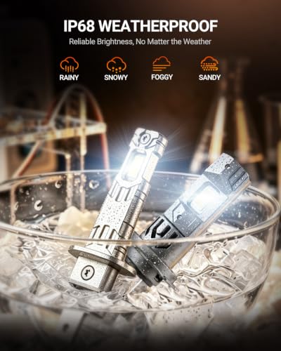 Image of SEALIGHT H1 H7 LED Bulbs Combo, 180,000LM 6500K Cool White H7 H1 Light Bulbs, 70K+Hrs Lifespan High Quality Copper Substrate Cooling System, 1:1 Size Easy to Install, Pack of 4