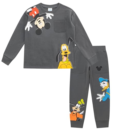 La mejor comparación de Conjuntos para Niño los mejores 5. 38 Disney Mickey Mouse - Conjunto de sudadera y pantalones de forro polar para niños pequeños y grandes, Gris, 4 Años