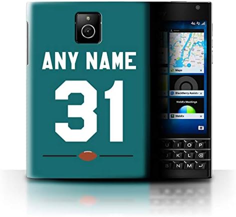 Personalized Custom Phone Case for BlackBerry Passport Custom American Football Jersey Kit Teal Green Design Transparent Clear Ultra Slim Thin Hard Back Cover