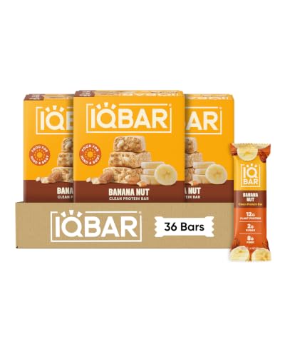 IQBAR Clean High Protein Bars, Low Sugar Snack, Banana Nut 36ct