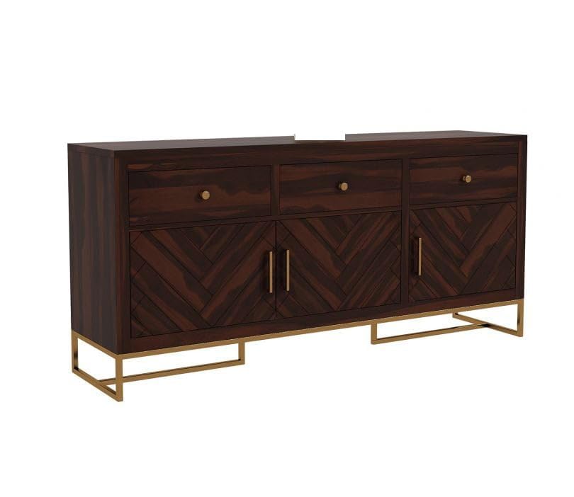 Image of Solid Sheesham Wood Wooden Chest of Drawer with Storage (Justin)