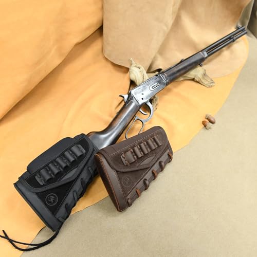 WAYNE'S DOG Leather Buttstock Cheek Riser Pad with Rifle Shell Holder, Fit Righty or Lefty Hand Shooter (.308 .30-06 .44MAG .45-70, Coffee) by WAYNE'S DOG - Image 8