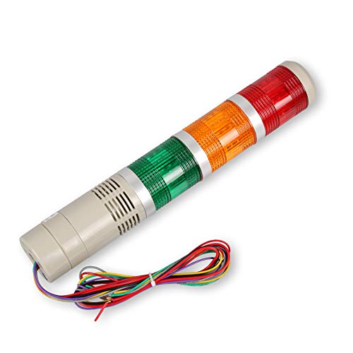 Luban Industrial Signal Light Tower, Column Led Alarm Tower Lamp Light Flash Indicator, 3-Layer Stack Led Warning Light With Buzzer For Safety (110V/Steady On Light) #TOP1