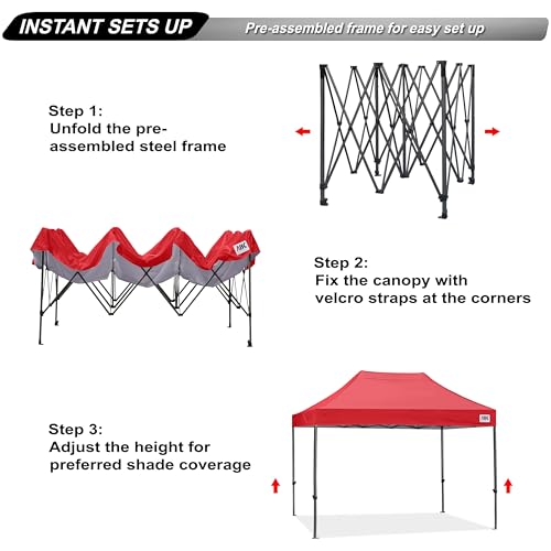 Image of ABCCANOPY Patio Pop Up Canopy Tent 8x12 Commercial-Series (Red)