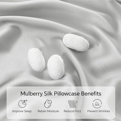 Image of INFIIXSO Body Pillow Cover with Zipper, Luxury Mulberry Silk Long Body Pillow Case 20x54 Inches, Ultra Smooth and Soft Cooling Body Pillow Pillowcase, Gift for Women, Men(Light Grey)
