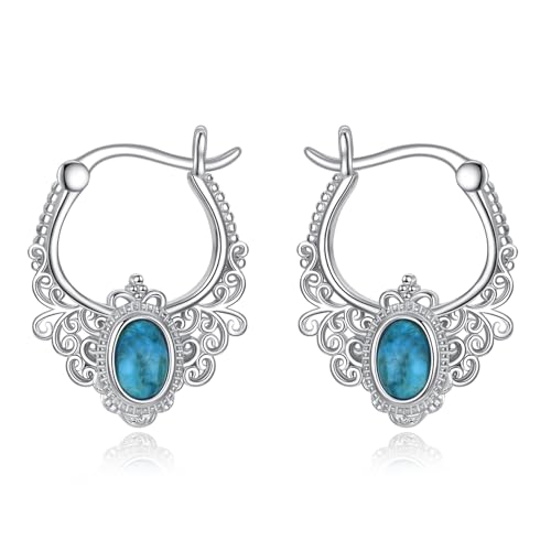 Créoles turquoises en argent sterling, le cadeau bohème idéal pour femme