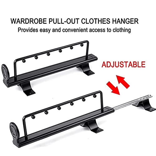 Riel para ropa ahorra espacio con soporte de perchas extraíble horizontal 6