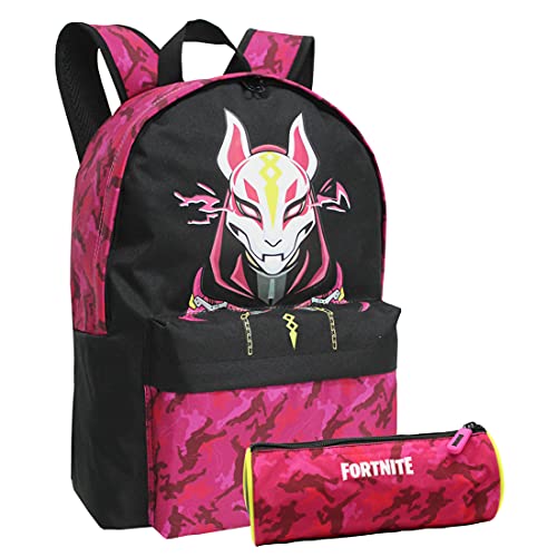 FORTNITE Pack Lote Mochila + portatodo, Negro, L Unisex niños