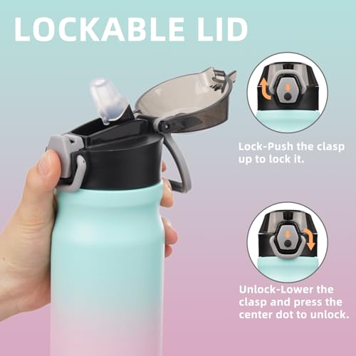 Image of Konokyo 18 oz Insulated Stainless Steel Sports Water Bottle with Straw Lid