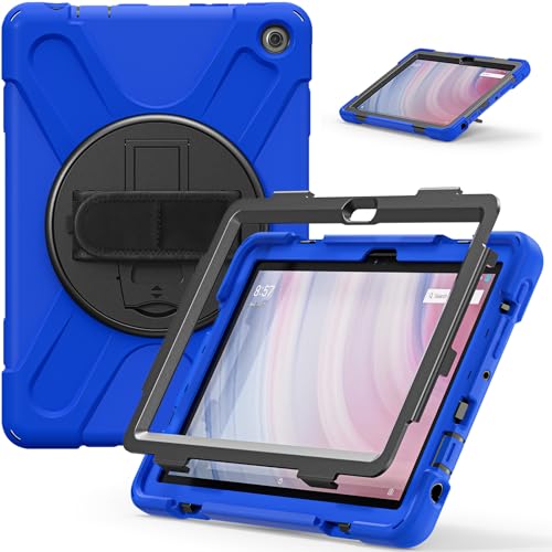 Protection Kindle Fire 7 2022 JZ antichoc avec support 360 et sangle bleu