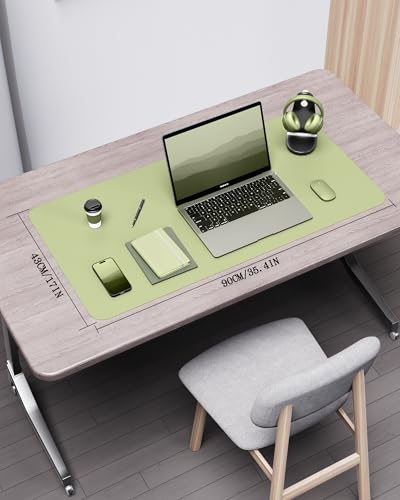 Image of YSAGi Double-Sided Desk Pad, 35.4 inchx17 inch Leather Desk Mat, Eco Cork Desk Pad Protector,Large Mouse Pad,Waterproof Desk Blotter for Office /Home (Matcha Green /Cork)
