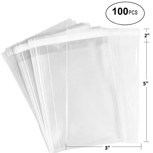 888 Display USA - 3" x 5" Ultra Clear Treat Bags w/Adhesive Seal (100 Count, 3" x 5")