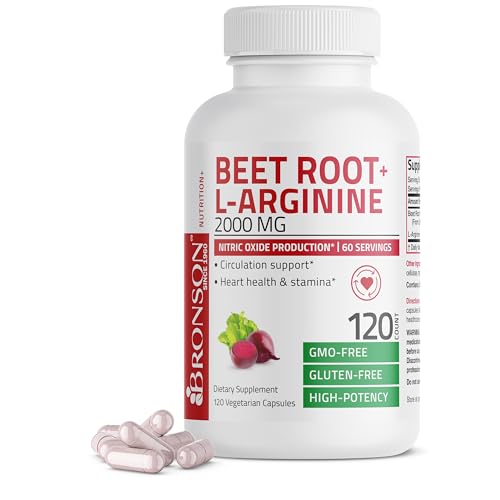 Bronson-Beet-Root-L-Arginine-2000-MG-Nitric-Oxide-Production-Non-GMO-120-Vegetarian-Capsules