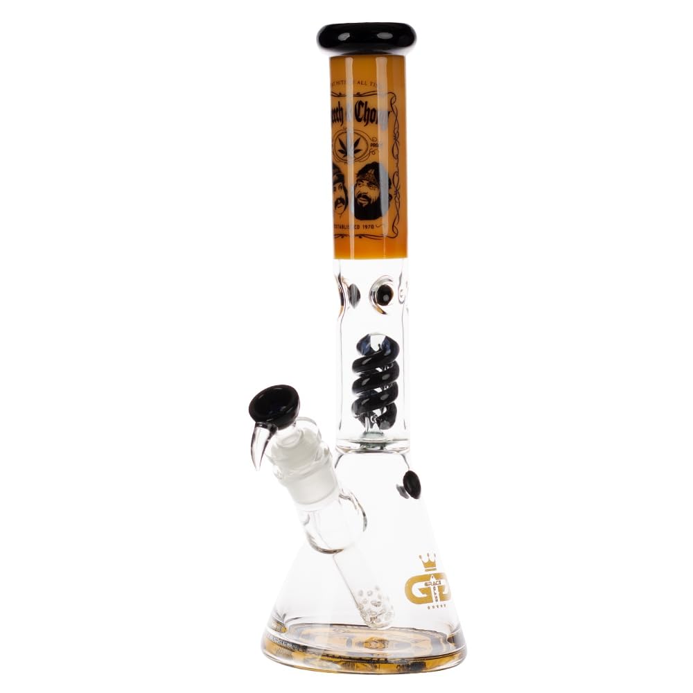 G-Rollz/Grace Glass - Cheech & Chong - Spiral Percolator Beaker Yellow aus Borosilikatglas - H:42cm - Ø:50mm - SG:29.2mm